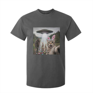 Funny Cat Selfie with Easter Bunny Bigfoot UFO T Shirt For Kid TS11 Dark Heather Print Your Wear