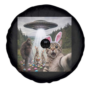 Funny Cat Selfie with Easter Bunny Bigfoot UFO Spare Tire Cover TS11 Print Your Wear