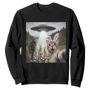 Funny Cat Selfie with Easter Bunny Bigfoot UFO Sweatshirt TS11 Black Print Your Wear
