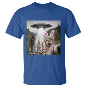 Funny Cat Selfie with Easter Bunny Bigfoot UFO T Shirt TS11 Royal Blue Print Your Wear
