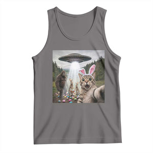 Funny Cat Selfie with Easter Bunny Bigfoot UFO Tank Top TS11 Deep Heather Print Your Wear