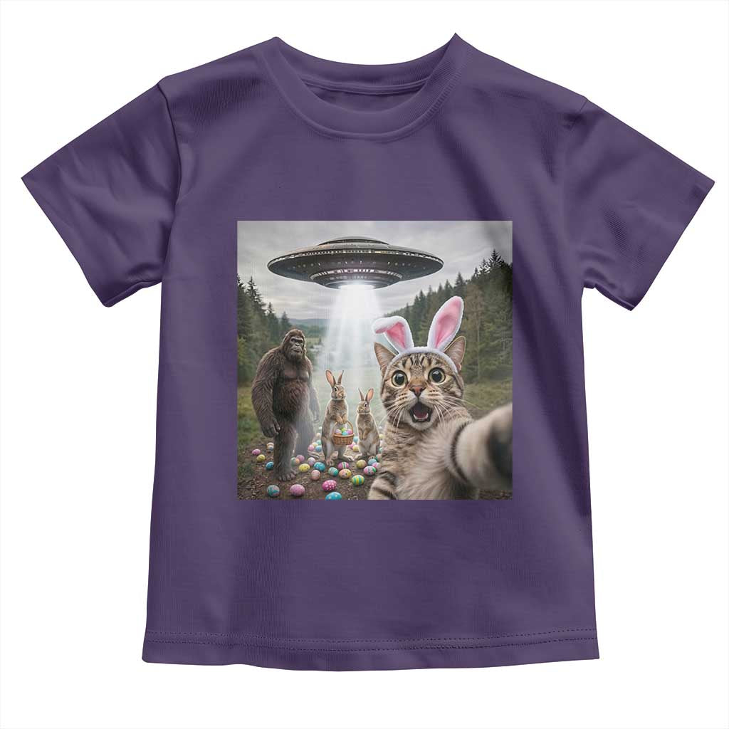 Funny Cat Selfie with Easter Bunny Bigfoot UFO Toddler T Shirt TS11 Purple Print Your Wear