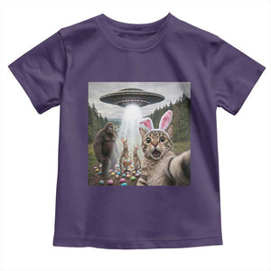 Funny Cat Selfie with Easter Bunny Bigfoot UFO Toddler T Shirt TS11 Purple Print Your Wear