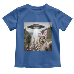 Funny Cat Selfie with Easter Bunny Bigfoot UFO Toddler T Shirt TS11 Royal Blue Print Your Wear