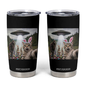 Funny Cat Selfie with Easter Bunny Bigfoot UFO Tumbler Cup TS11 Black Print Your Wear
