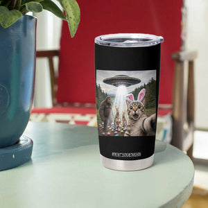 Funny Cat Selfie with Easter Bunny Bigfoot UFO Tumbler Cup TS11 Print Your Wear