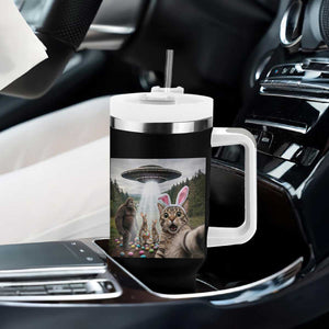 Funny Cat Selfie with Easter Bunny Bigfoot UFO Tumbler With Handle TS11 Print Your Wear