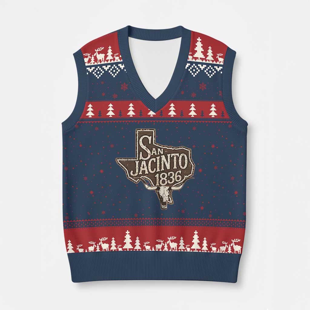 Battle of San Jacinto 1836 Texas History Independence Day V-Neck Knit Sweater Vest TS11 Navy Red Print Your Wear