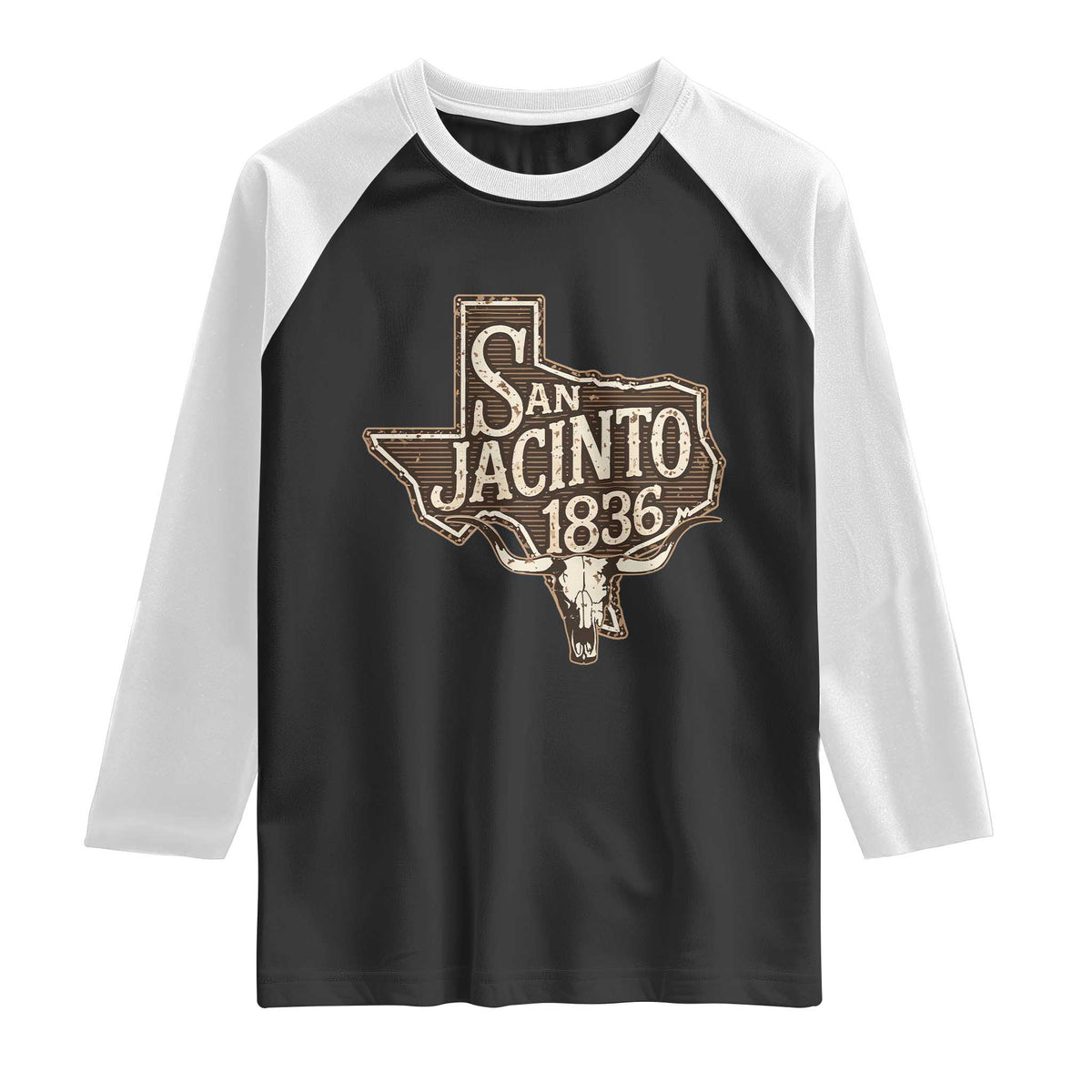 Battle of San Jacinto 1836 Texas History Independence Day Raglan Shirt TS11 Black White Print Your Wear