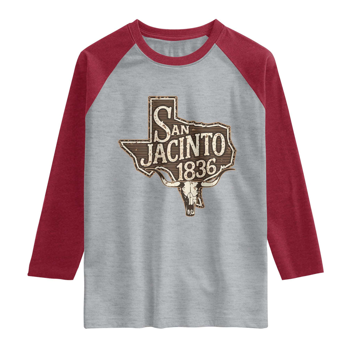 Battle of San Jacinto 1836 Texas History Independence Day Raglan Shirt TS11 Heather Gray Heather Red Print Your Wear