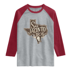Battle of San Jacinto 1836 Texas History Independence Day Raglan Shirt TS11 Heather Gray Heather Red Print Your Wear