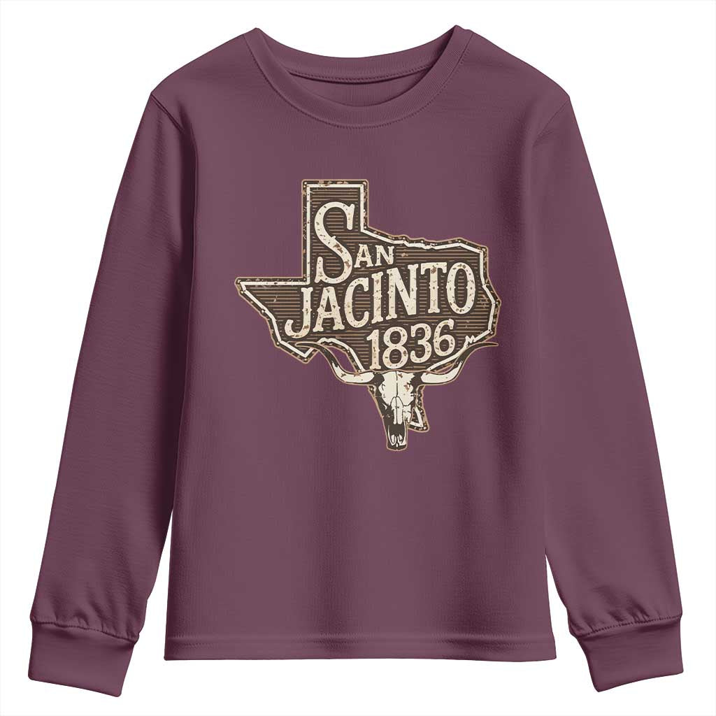 Battle of San Jacinto 1836 Texas History Independence Day Youth Sweatshirt TS11 Maroon Print Your Wear