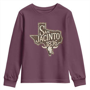 Battle of San Jacinto 1836 Texas History Independence Day Youth Sweatshirt TS11 Maroon Print Your Wear