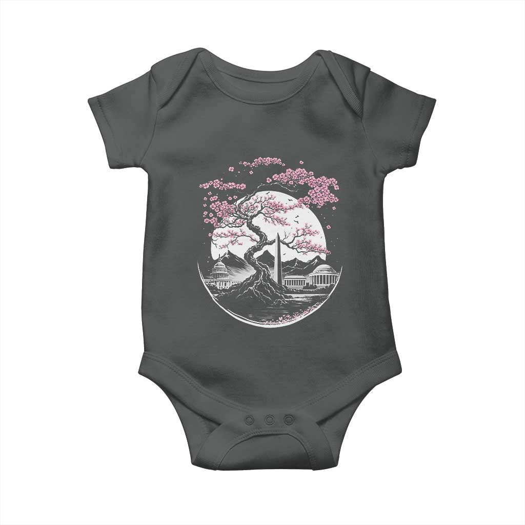 Washington DC Cherry Blossoms Monuments Memorials Japanese Style Baby Onesie TS11 Dark Heather Print Your Wear