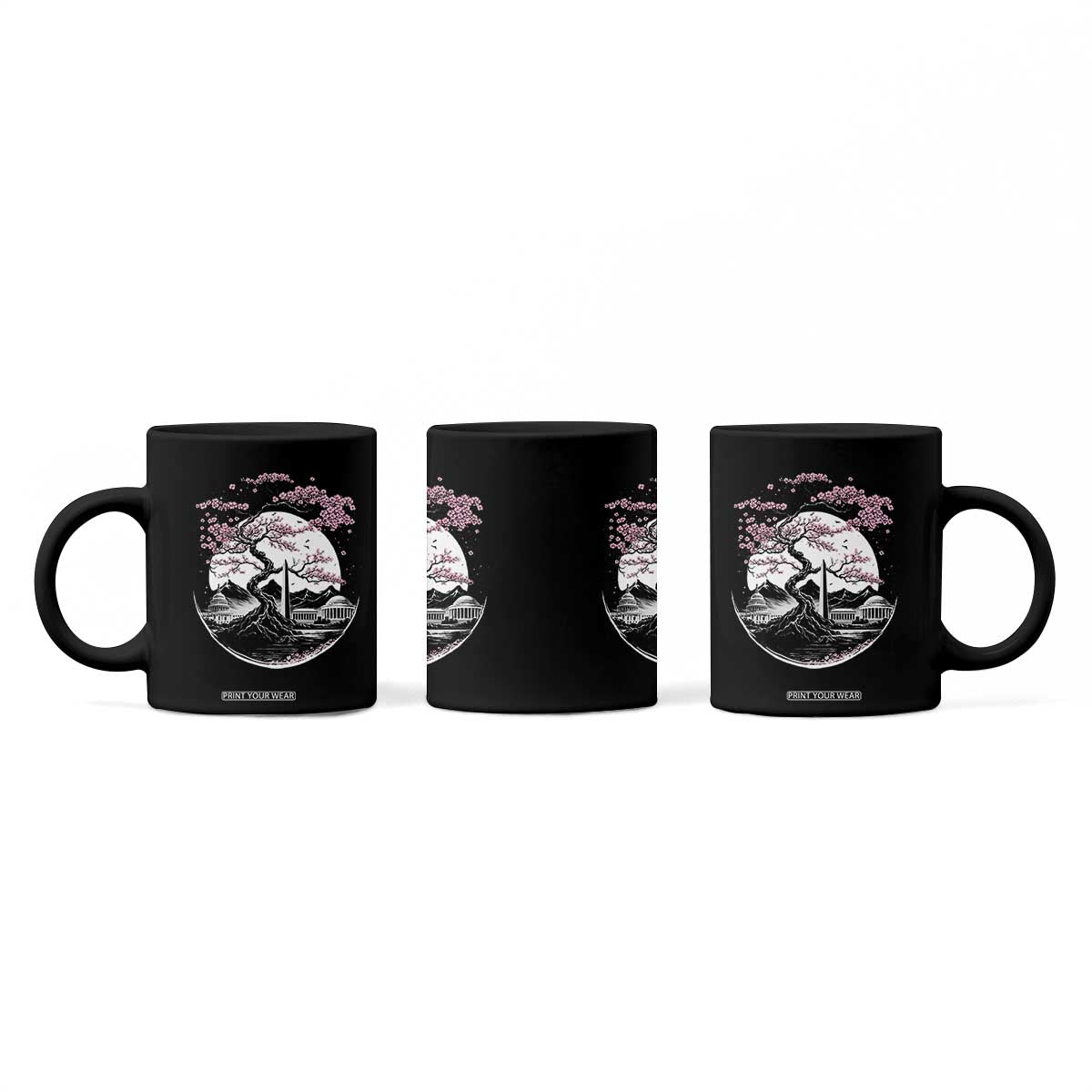 Washington DC Cherry Blossoms Monuments Memorials Japanese Style Coffee Mug TS11 Print Your Wear