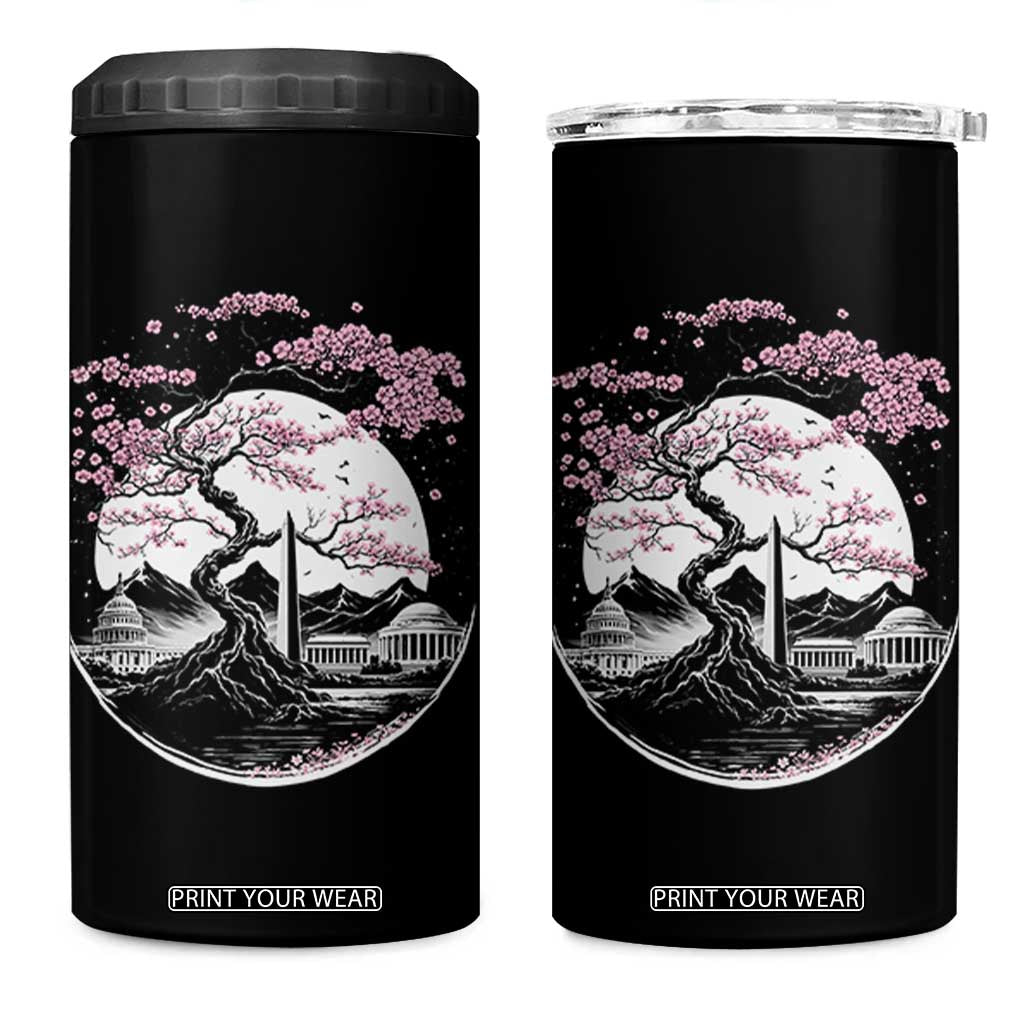 Washington DC Cherry Blossoms Monuments Memorials Japanese Style 4 in 1 Can Cooler Tumbler TS11 One Size: 16 oz Black Print Your Wear