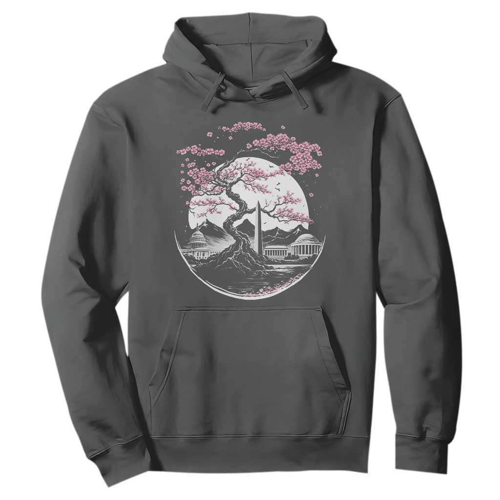 Washington DC Cherry Blossoms Monuments Memorials Japanese Style Hoodie TS11 Dark Heather Print Your Wear