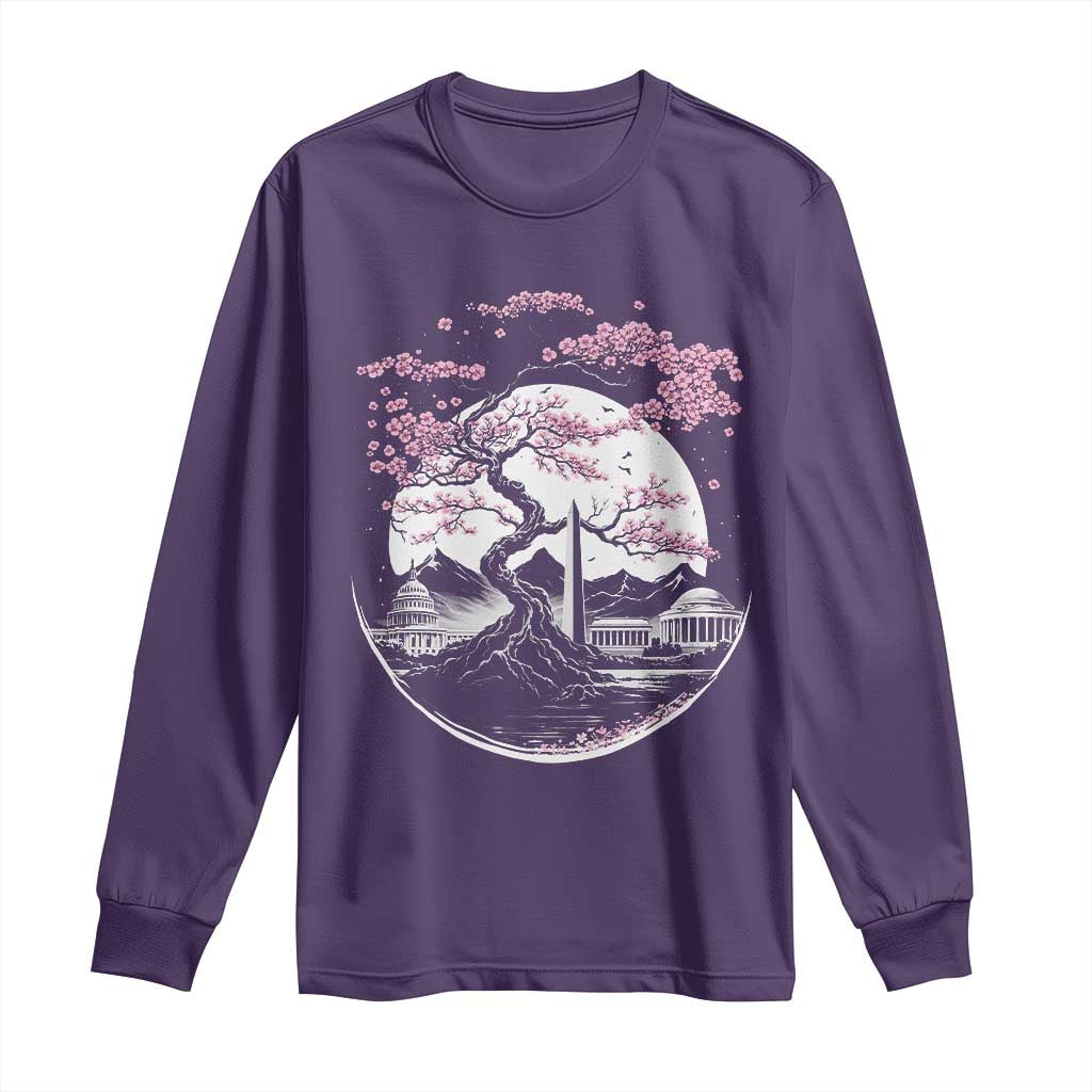 Washington DC Cherry Blossoms Monuments Memorials Japanese Style Long Sleeve Shirt TS11 Purple Print Your Wear