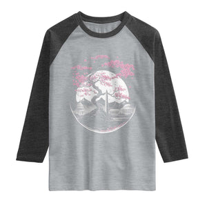 Washington DC Cherry Blossoms Monuments Memorials Japanese Style Raglan Shirt TS11 Heather Gray Heather Charcoal Print Your Wear