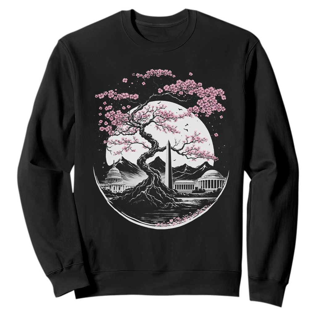 Washington DC Cherry Blossoms Monuments Memorials Japanese Style Sweatshirt TS11 Black Print Your Wear