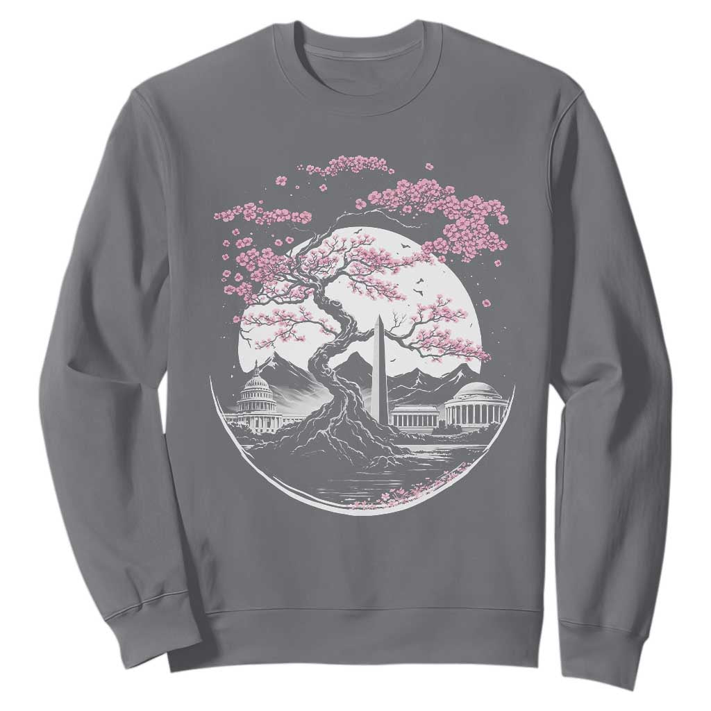Washington DC Cherry Blossoms Monuments Memorials Japanese Style Sweatshirt TS11 Charcoal Print Your Wear