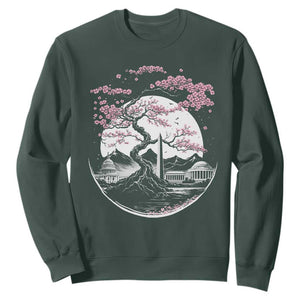 Washington DC Cherry Blossoms Monuments Memorials Japanese Style Sweatshirt TS11 Dark Forest Green Print Your Wear