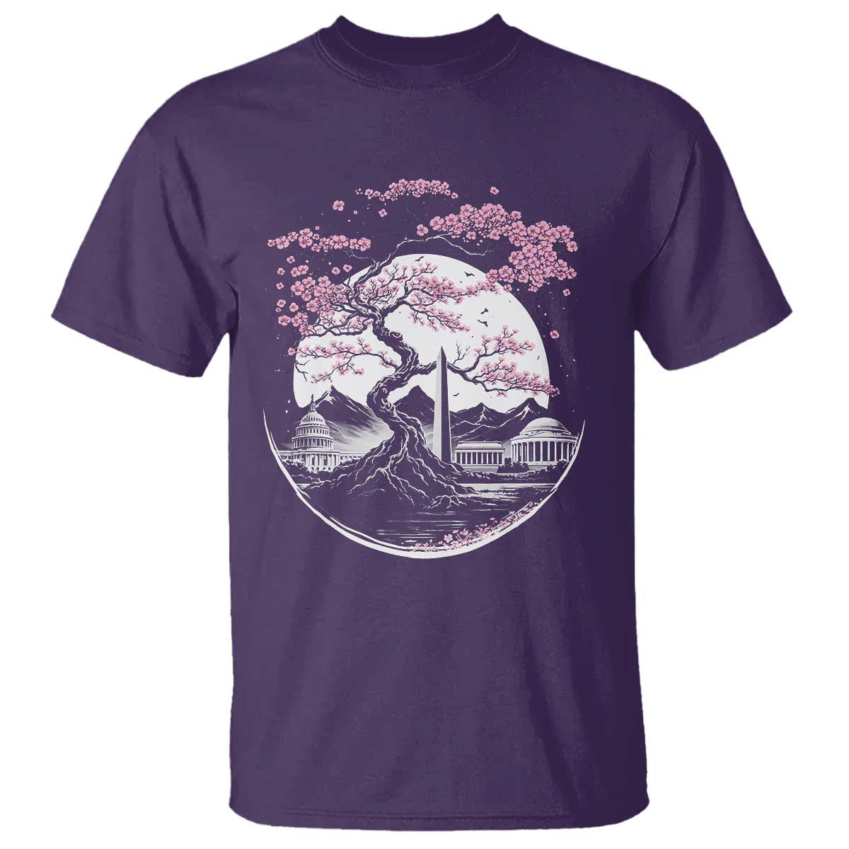 Washington DC Cherry Blossoms Monuments Memorials Japanese Style T Shirt TS11 Purple Print Your Wear