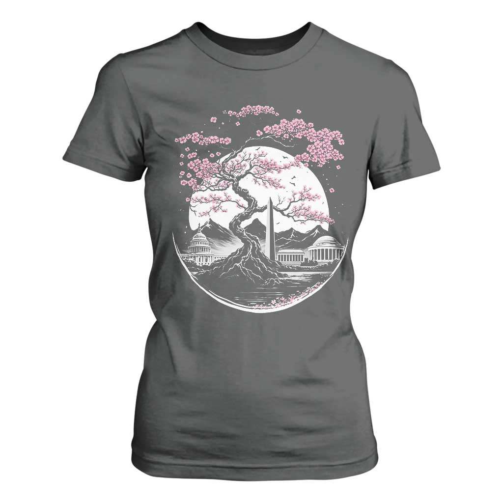 Washington DC Cherry Blossoms Monuments Memorials Japanese Style T Shirt For Women TS11 Dark Heather Print Your Wear