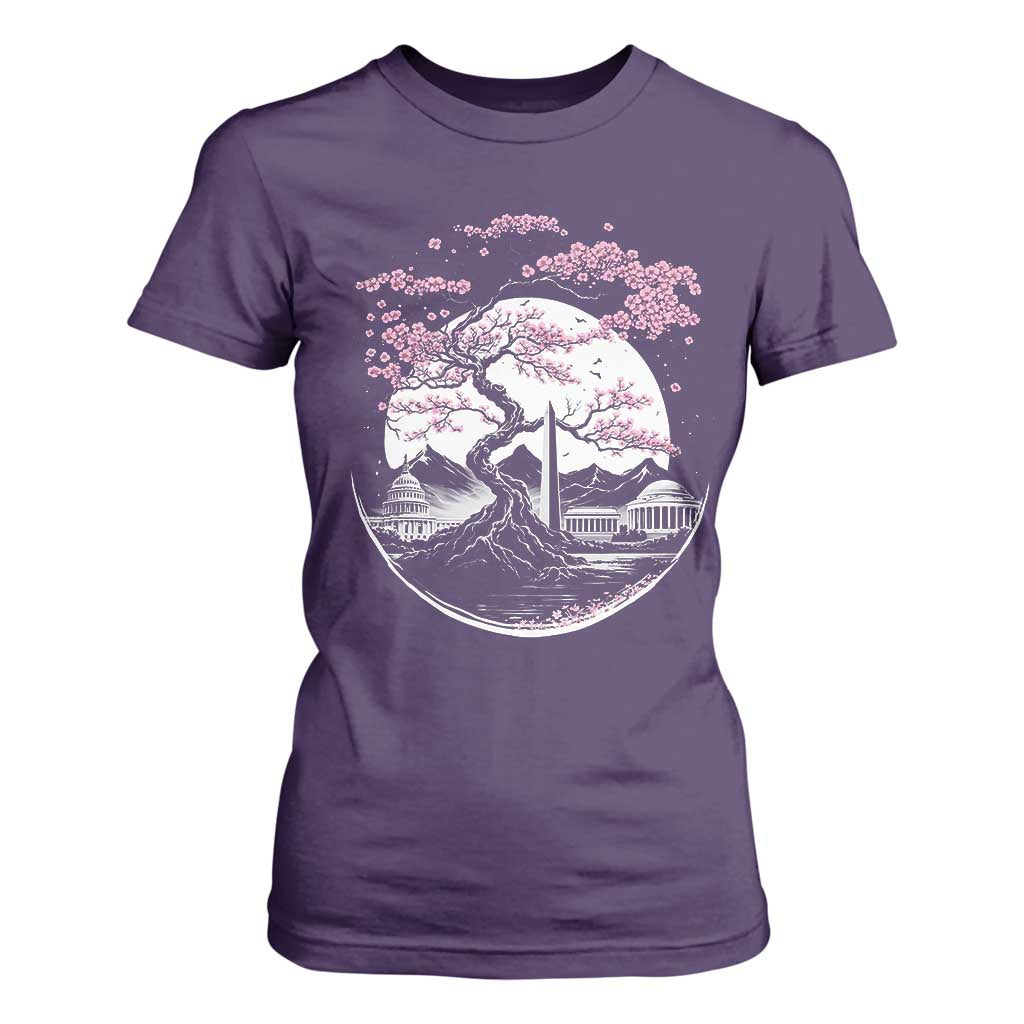 Washington DC Cherry Blossoms Monuments Memorials Japanese Style T Shirt For Women TS11 Purple Print Your Wear
