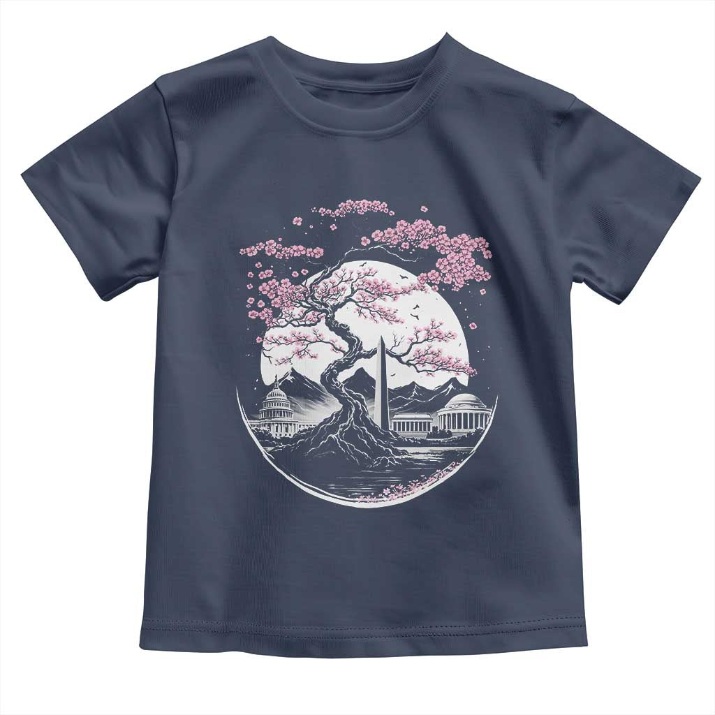 Washington DC Cherry Blossoms Monuments Memorials Japanese Style Toddler T Shirt TS11 Navy Print Your Wear
