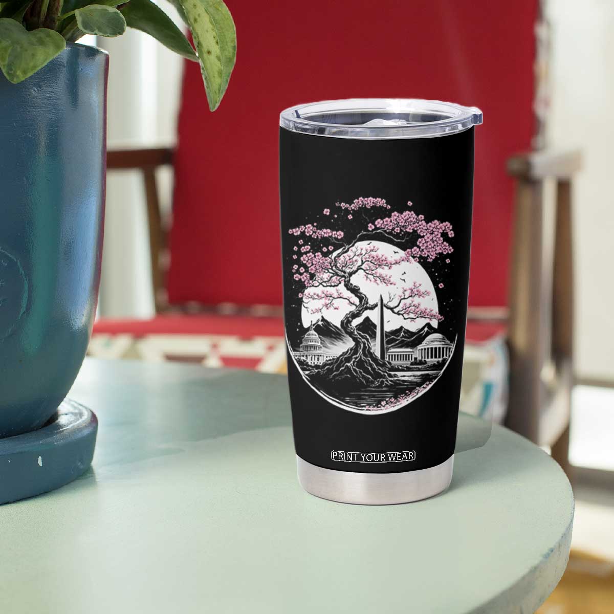 Washington DC Cherry Blossoms Monuments Memorials Japanese Style Tumbler Cup TS11 Print Your Wear