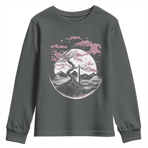 Washington DC Cherry Blossoms Monuments Memorials Japanese Style Youth Sweatshirt TS11 Dark Heather Print Your Wear