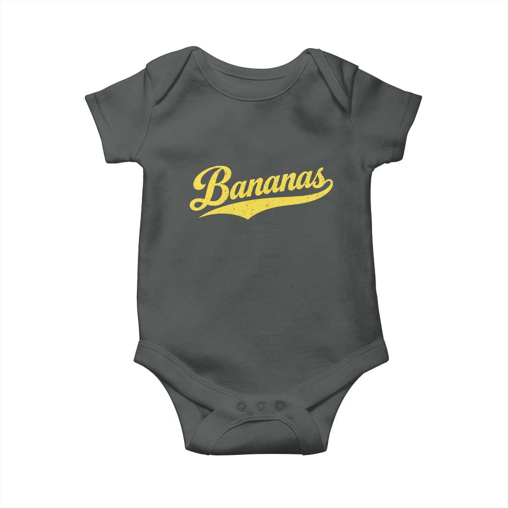 Bananas Retro Throwback Baseball Sport Lover Baby Onesie TS11 Dark Heather Print Your Wear