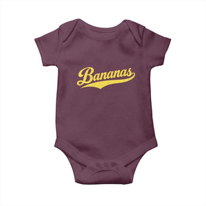 Bananas Retro Throwback Baseball Sport Lover Baby Onesie TS11 Maroon Print Your Wear