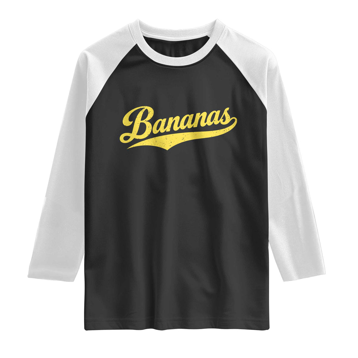 Bananas Retro Throwback Baseball Sport Lover Raglan Shirt TS11 Black White Print Your Wear
