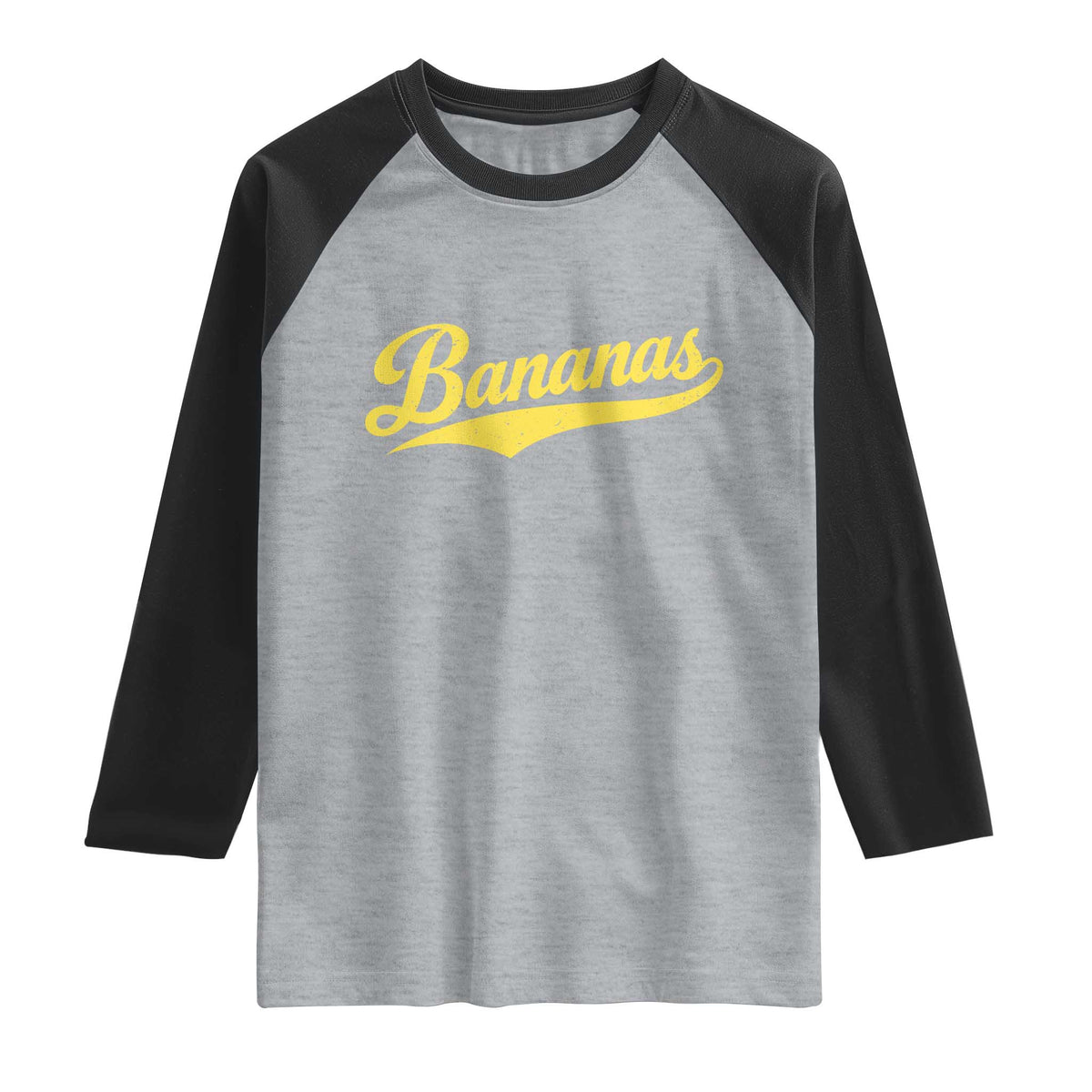 Bananas Retro Throwback Baseball Sport Lover Raglan Shirt TS11 Heather Gray Black Print Your Wear