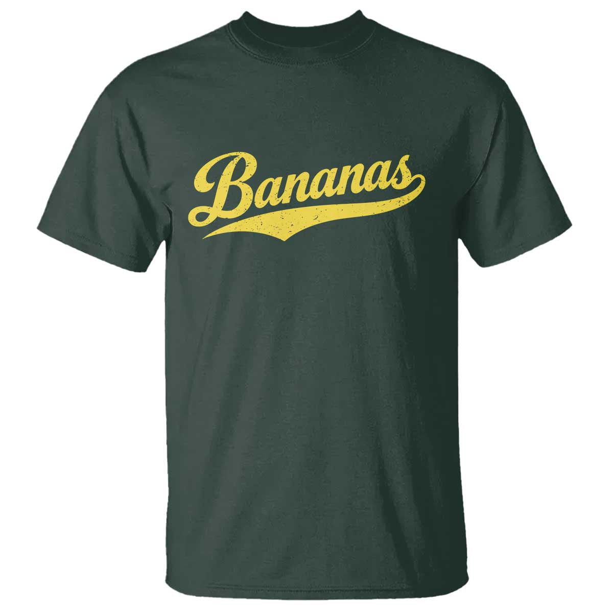 Bananas Retro Throwback Baseball Sport Lover T Shirt TS11 Dark Forest Green Print Your Wear