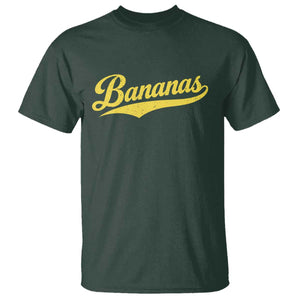Bananas Retro Throwback Baseball Sport Lover T Shirt TS11 Dark Forest Green Print Your Wear