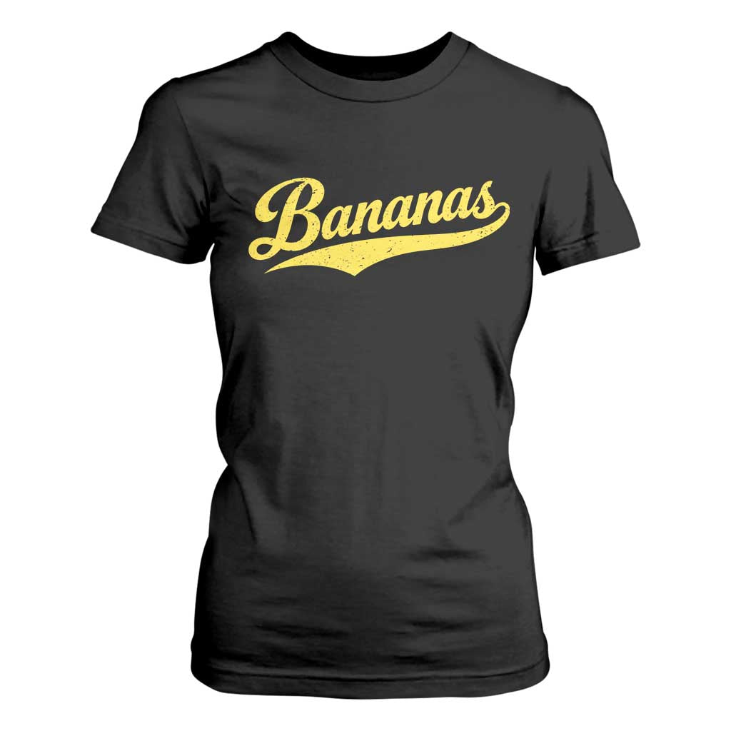 Bananas Retro Throwback Baseball Sport Lover T Shirt For Women TS11 Black Print Your Wear