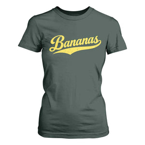 Bananas Retro Throwback Baseball Sport Lover T Shirt For Women TS11 Dark Forest Green Print Your Wear