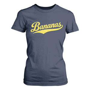 Bananas Retro Throwback Baseball Sport Lover T Shirt For Women TS11 Navy Print Your Wear