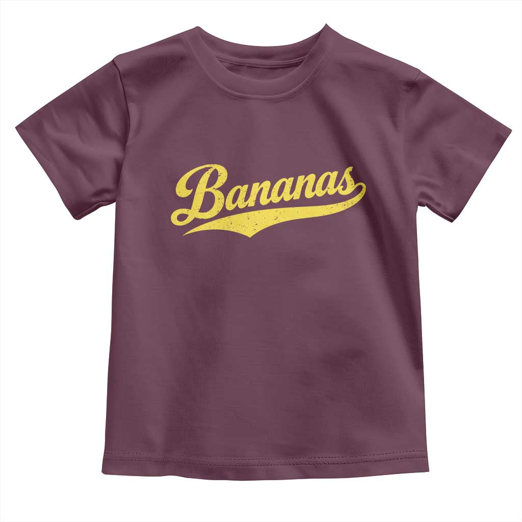 Bananas Retro Throwback Baseball Sport Lover Toddler T Shirt TS11 Maroon Print Your Wear
