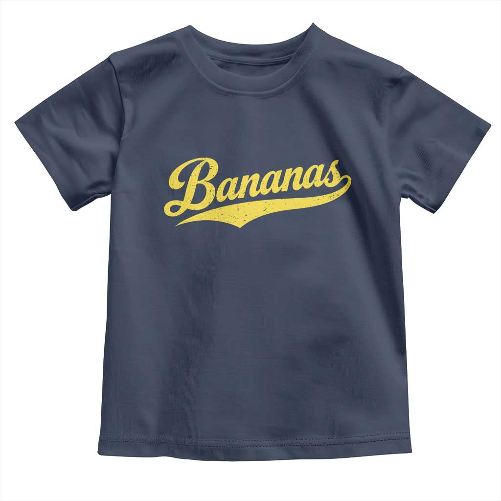 Bananas Retro Throwback Baseball Sport Lover Toddler T Shirt TS11 Navy Print Your Wear