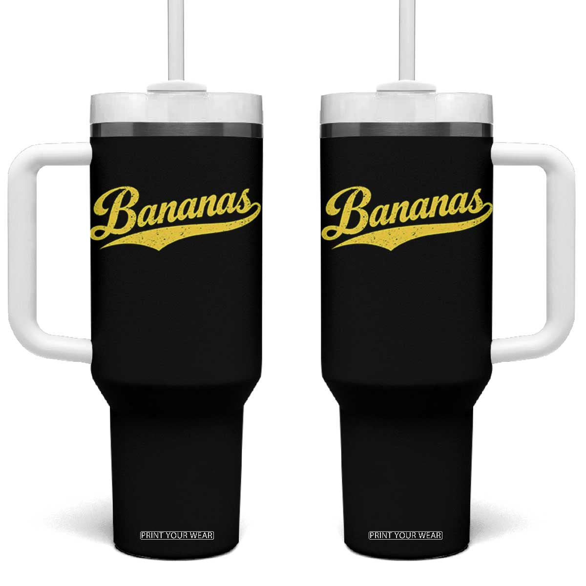 Bananas Retro Throwback Baseball Sport Lover Tumbler With Handle TS11 One Size: 40 oz Black Print Your Wear