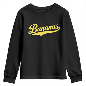 Bananas Retro Throwback Baseball Sport Lover Youth Sweatshirt TS11 Black Print Your Wear