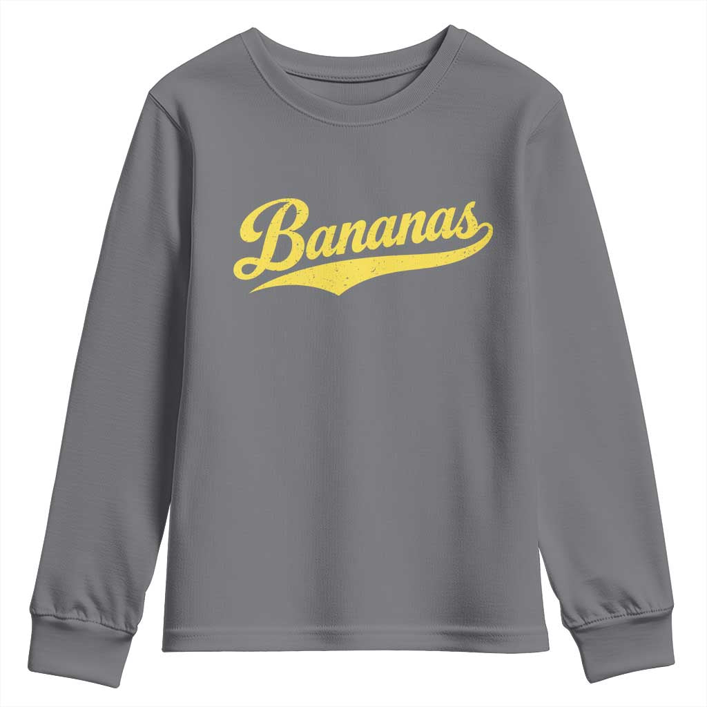 Bananas Retro Throwback Baseball Sport Lover Youth Sweatshirt TS11 Charcoal Print Your Wear