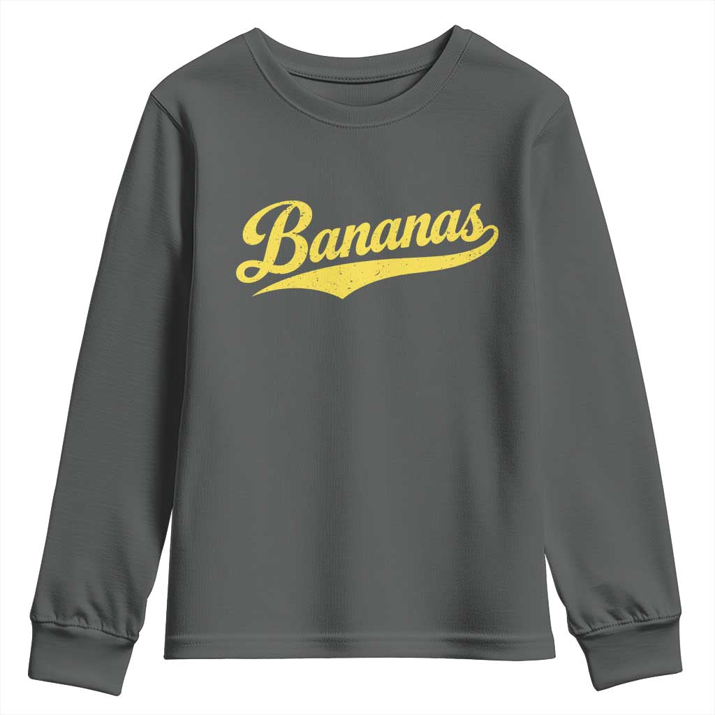 Bananas Retro Throwback Baseball Sport Lover Youth Sweatshirt TS11 Dark Heather Print Your Wear
