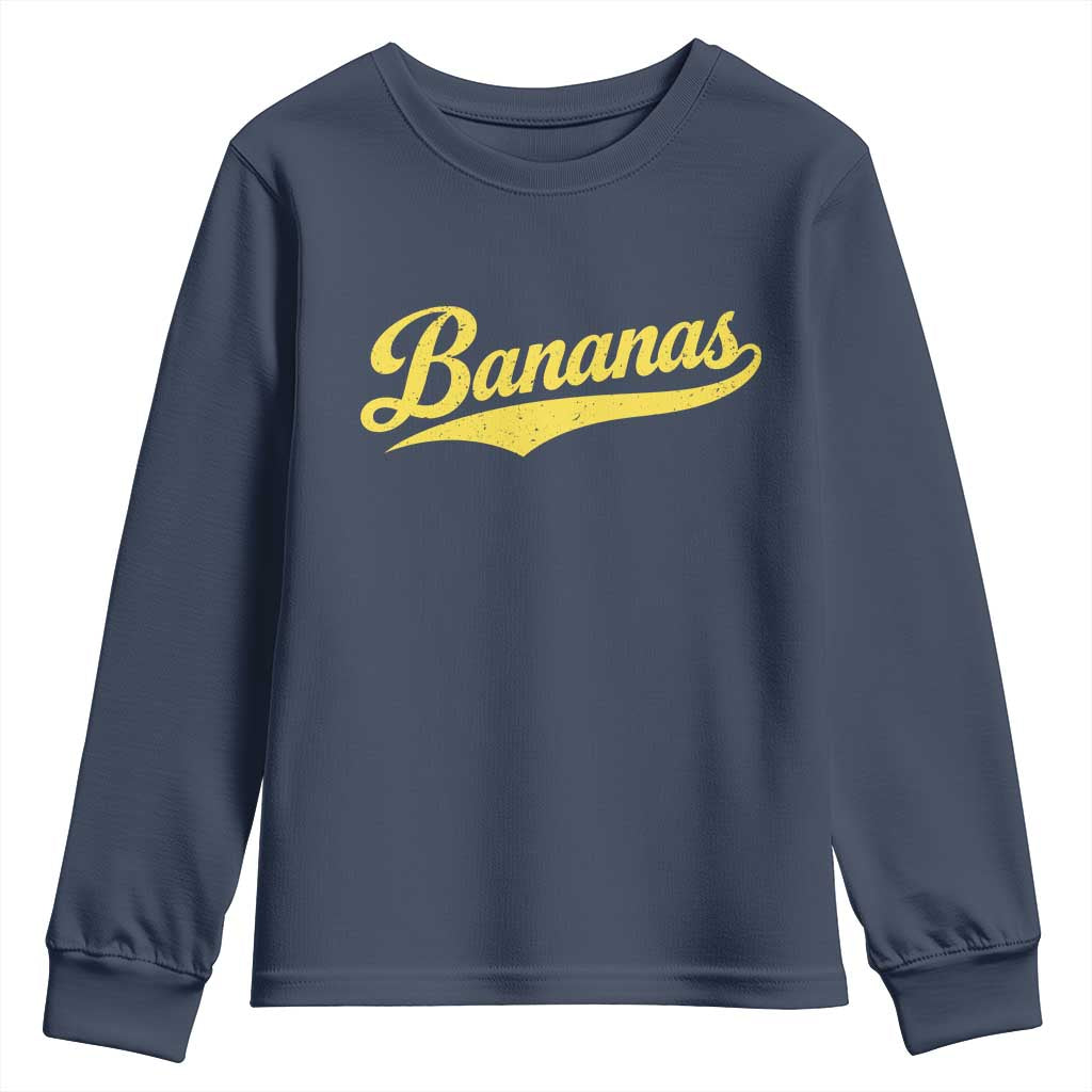 Bananas Retro Throwback Baseball Sport Lover Youth Sweatshirt TS11 Navy Print Your Wear