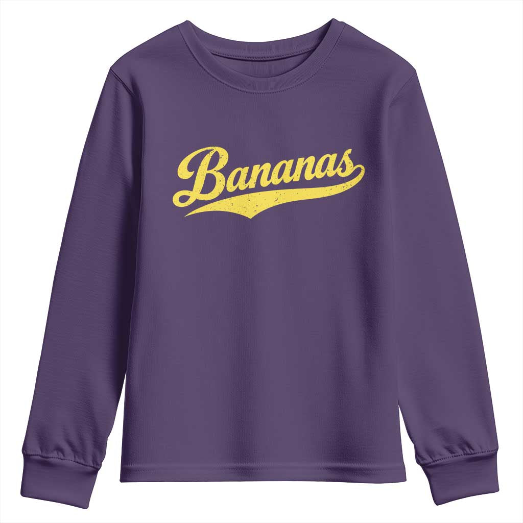 Bananas Retro Throwback Baseball Sport Lover Youth Sweatshirt TS11 Purple Print Your Wear