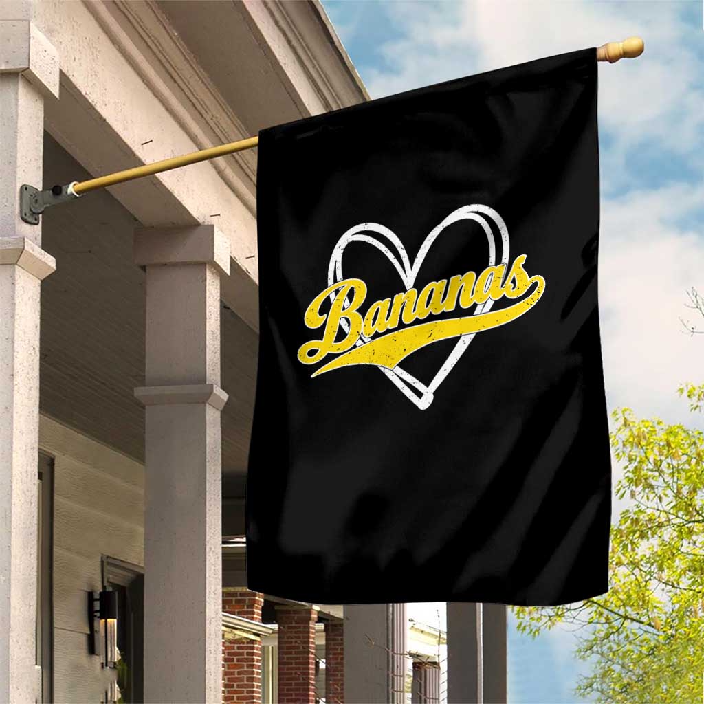 Bananas Vintage Heart Baseball Fan Game Day Garden Flag TS11 Print Your Wear
